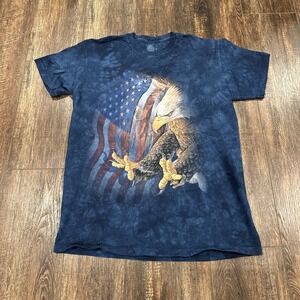 THE MOUNTAIN Blue Patriotic Eagle T Shirt Men's Unisex Medium